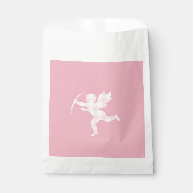 Pink Gingham Cupid Geschenktütchen (Vorderseite)