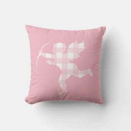 Pink Gingham Cupid Kissen