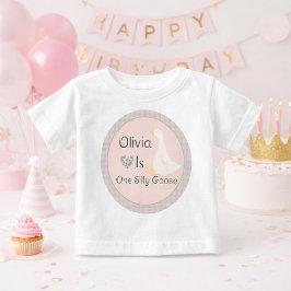 Pink Gingham Die Geburtstagsparty der Albernen Gän Baby T-shirt