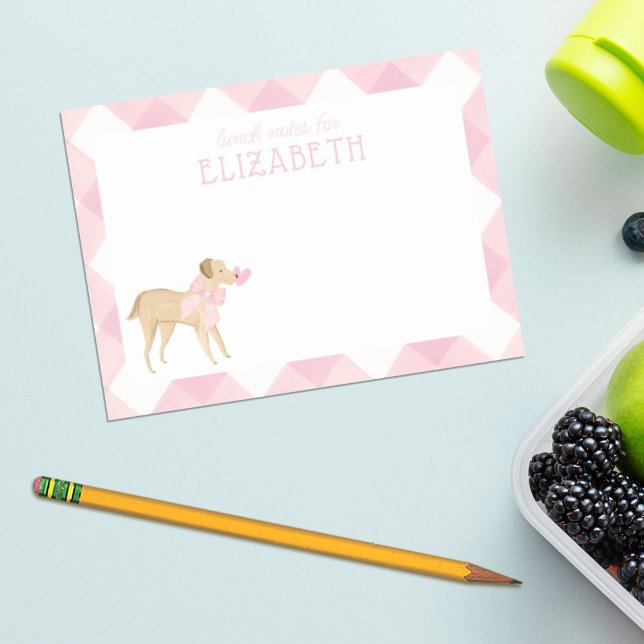 Pink Gingham Dog mit Bow Kids Custom Lunch Box Post-it Klebezettel (Von Creator hochgeladen)