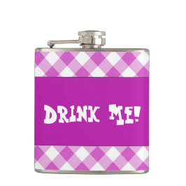 Pink Gingham Drink Me Flasche Flachmann