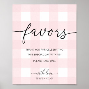 Pink Gingham Favors-Zeichen Poster