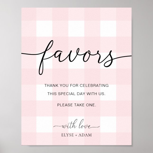 Pink Gingham Favors-Zeichen Poster (Vorne)