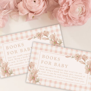 Pink Gingham Floral Girl Baby Shooting Baby Books Begleitkarte