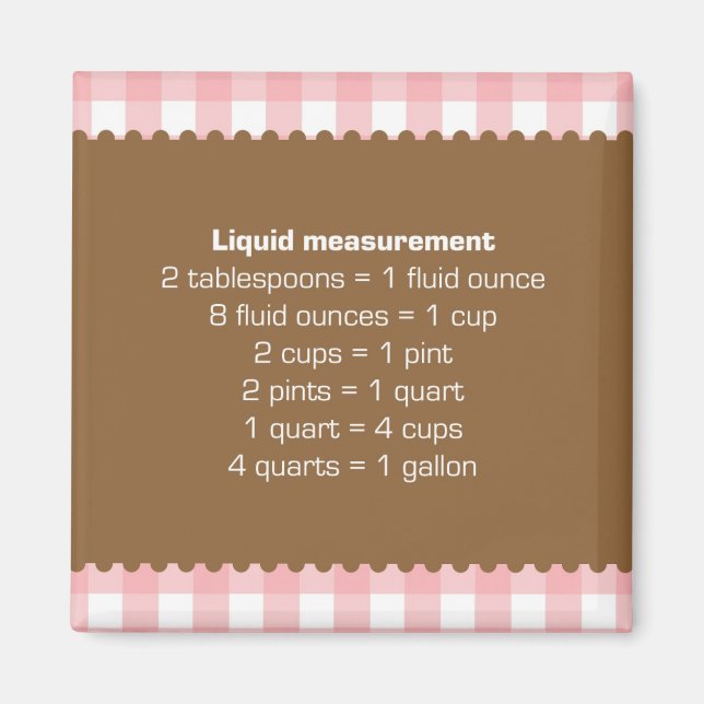 Pink Gingham Flüssigkeits-Messdiagramm Küchenhelfe Magnet (Vorne)