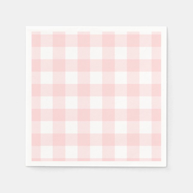Pink Gingham für Ostern Bunny & Eier Papier Napkin Serviette (Vorderseite)