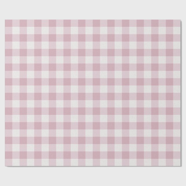 Pink Gingham Geschenkpapier (Flach)