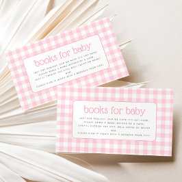 Pink Gingham Girl Babydusche Buchanfrage Begleitkarte