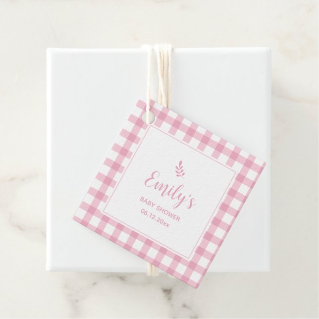 Pink Gingham Girl Babydusche Danke, dass ihr gekom Geschenkanhänger (Beispiel)