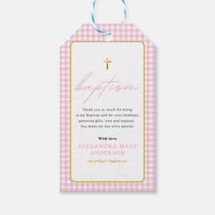 Pink Gingham Girl Baptism - Danke, dass du gekomme Geschenkanhänger