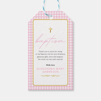 Pink Gingham Girl Baptism - Danke, dass du gekomme Geschenkanhänger