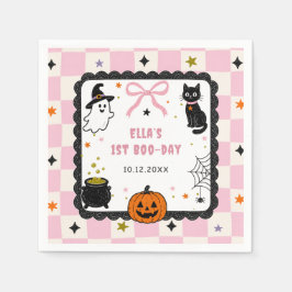 Pink Gingham Halloween Geburtstagsfeier Serviette