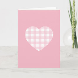Pink Gingham Heart Feiertagskarte