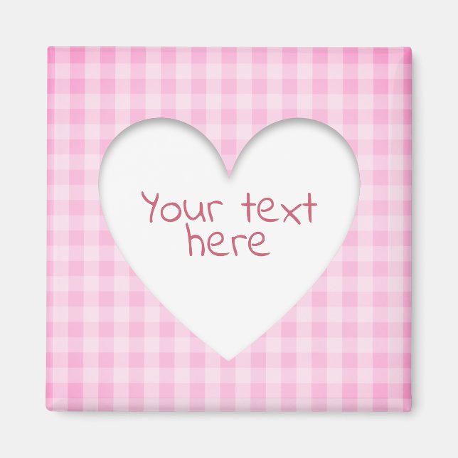 Pink Gingham Heart Magnet (Vorne)