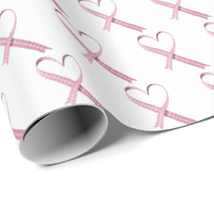 Pink Gingham hört auf Weiß Geschenkpapier