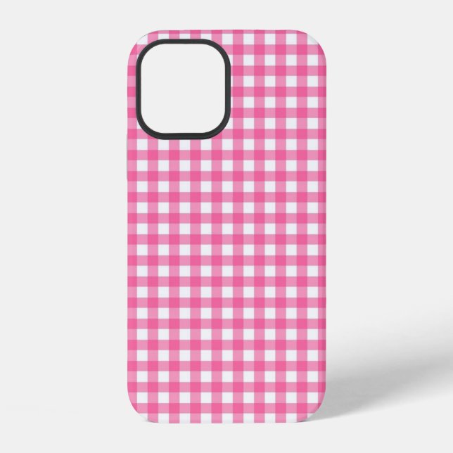 Pink Gingham iPhone Case Hülle (Rückseite)