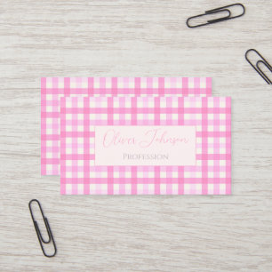 Pink Gingham Kariert Checkered Pattern Visitenkarte