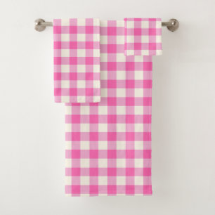 Pink Gingham Kariert Cotattcore Badhandtuch Set