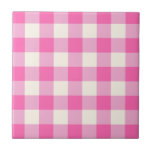 Pink Gingham Kariert Cotattcore Fliese<br><div class="desc">Moderner Picknick-Trend im Frühling mit Gingham kariertes Tartan Muster in heißen Rosa und Weiß.</div>
