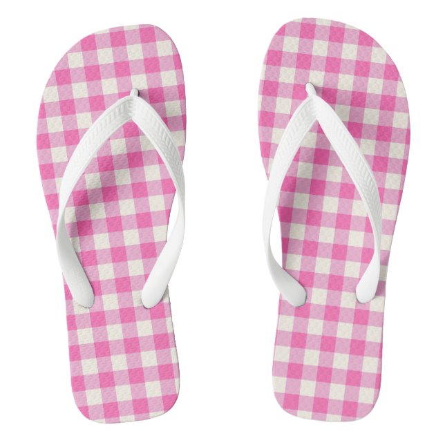 Pink Gingham Kariert Cotattcore Flip Flops (Fußbett)