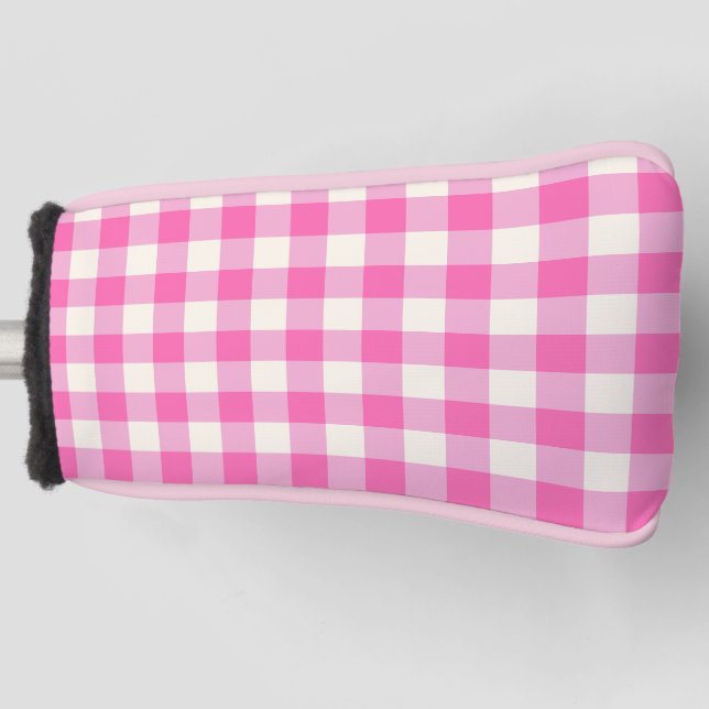 Pink Gingham Kariert Cotattcore Golf Headcover (Vorderseite)