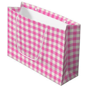 Pink Gingham Kariert Cotattcore Große Geschenktüte