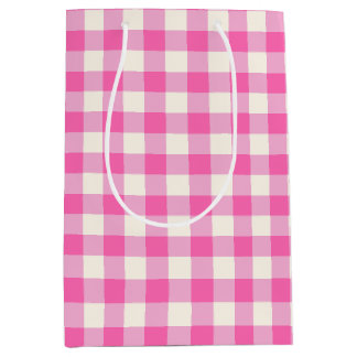 Pink Gingham Kariert Cotattcore Mittlere Geschenktüte