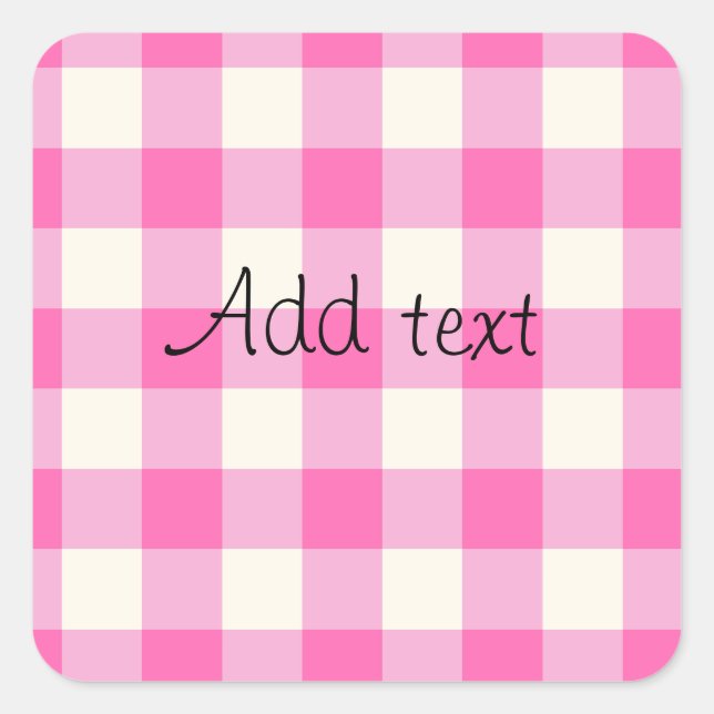Pink Gingham Kariert Cotattcore Quadratischer Aufkleber (Vorderseite)