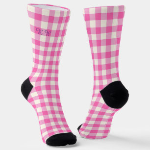 Pink Gingham Kariert Cotattcore Socken
