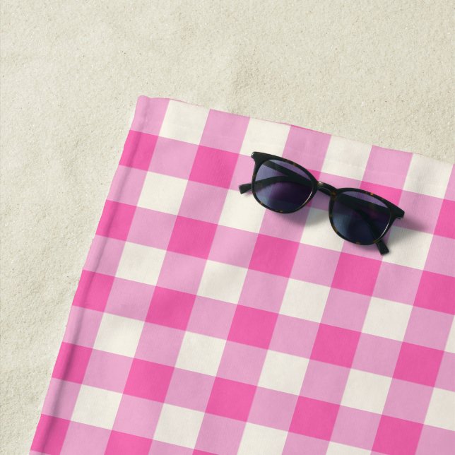 Pink Gingham Kariert Cotattcore Strandtuch (Beispiel)