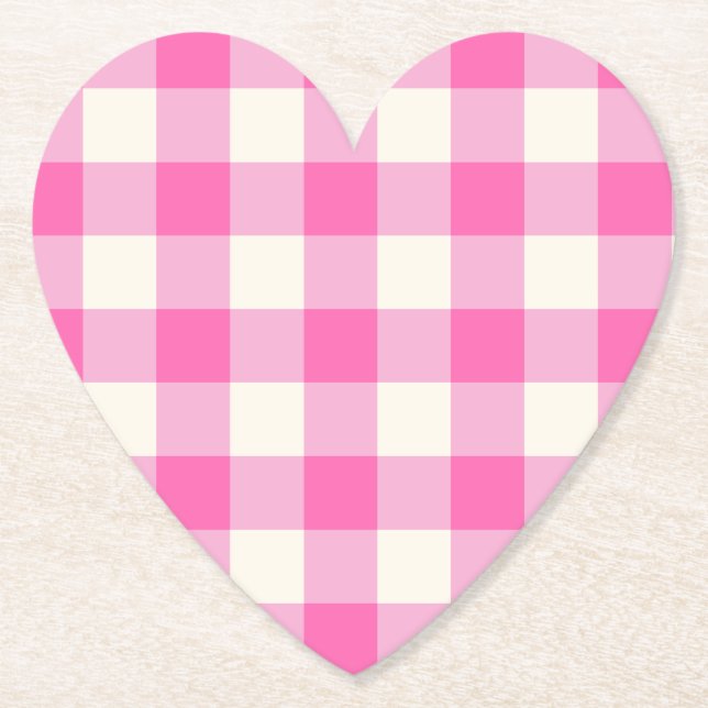 Pink Gingham Kariert Cotattcore Untersetzer (Vorderseite)