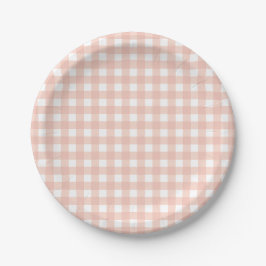 Pink Gingham Kariert Girl Birthday Pappteller