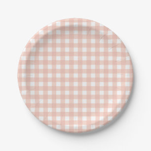 Pink Gingham Kariert Girl Birthday Pappteller
