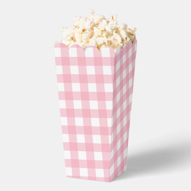 Pink Gingham Kariert Popcorn Gastgeschenk Box Geschenkschachtel (Geplatzt)
