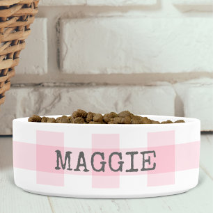Pink Gingham Karierter Personalisierter Bauernhof Napf