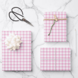 Pink Gingham Karo Pattern Geschenkpapier Set