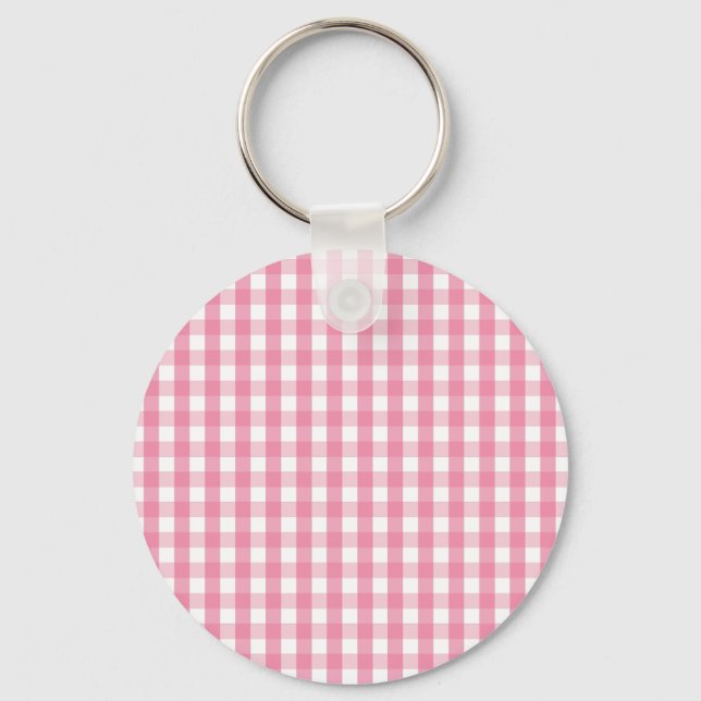 Pink Gingham Karo Pattern Schlüsselanhänger (Vorderseite)