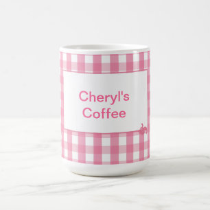 Pink Gingham Karo Pattern Tasse