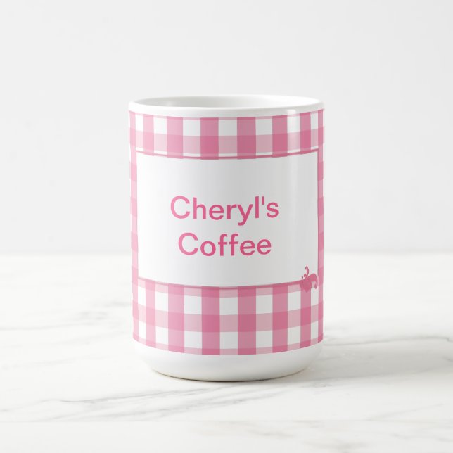 Pink Gingham Karo Pattern Tasse (Mittel)