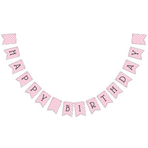 Pink Gingham Karo Pattern Zum Geburtstag Wimpelkette