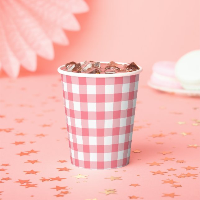 Pink Gingham Karo Summer Picnic Paper Cup Pappbecher (Insitu)