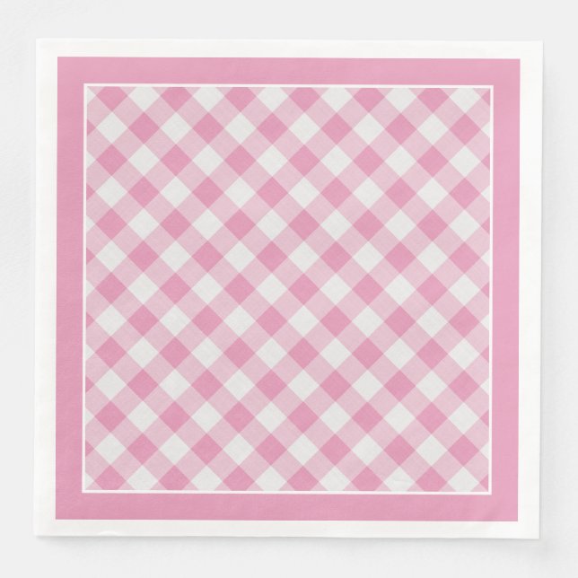 Pink Gingham Karos Muster für Jeder Anlass Serviette (Vorderseite)