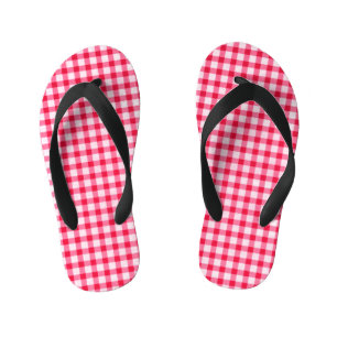 Pink Gingham Kids Flip Flops