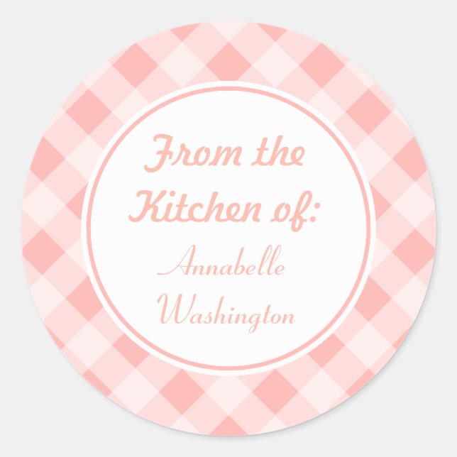Pink Gingham Kitchen Stickers (Vorderseite)