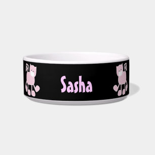 Pink Gingham Kitty Personalisiert Pet Bowl Napf