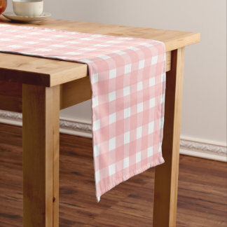 Pink Gingham Kurzer Tischläufer