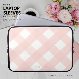 Pink Gingham Laptop Sleeve 15" Personalisiert