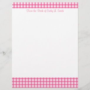 Pink Gingham Letterhead Paper Briefbogen