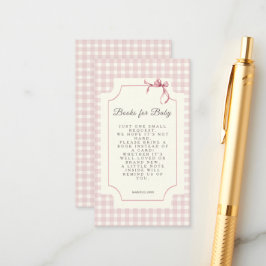 Pink Gingham mit Bow Baby Showbuchanfrage Begleitkarte