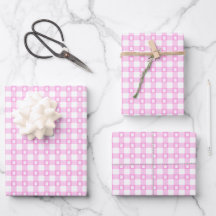 Pink Gingham mit Paw Prints Wrapping Paper